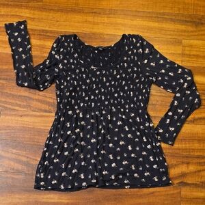 American Eagle Dark Navy Floral Top